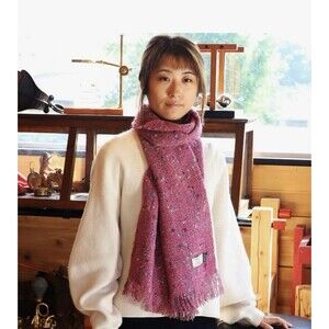 Mucros Weavers NWT Women's Scarf 100% Mohair Purple‎ Multicolor Fringe Hand Made